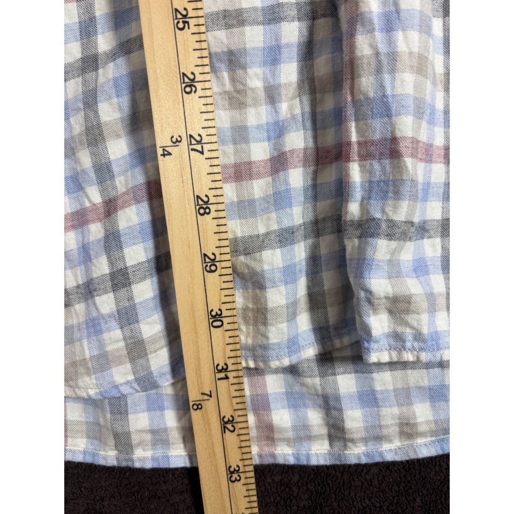 Peter Millar Mens Large Blue Red Plaid Long Sleeve 100% Cotton Button Down Shirt - Picture 6 of 8